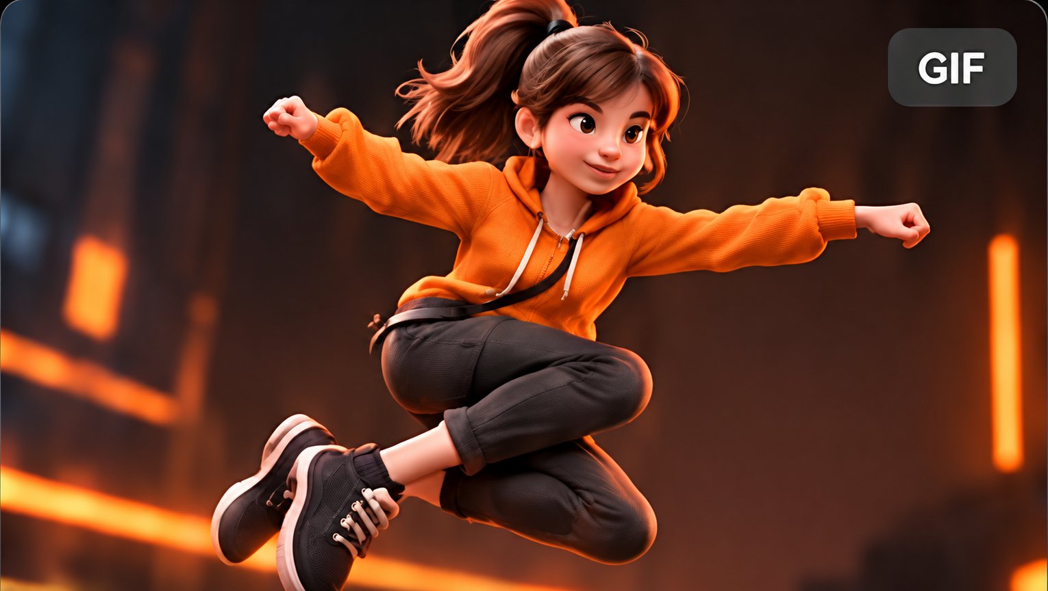Cartoon character jumping