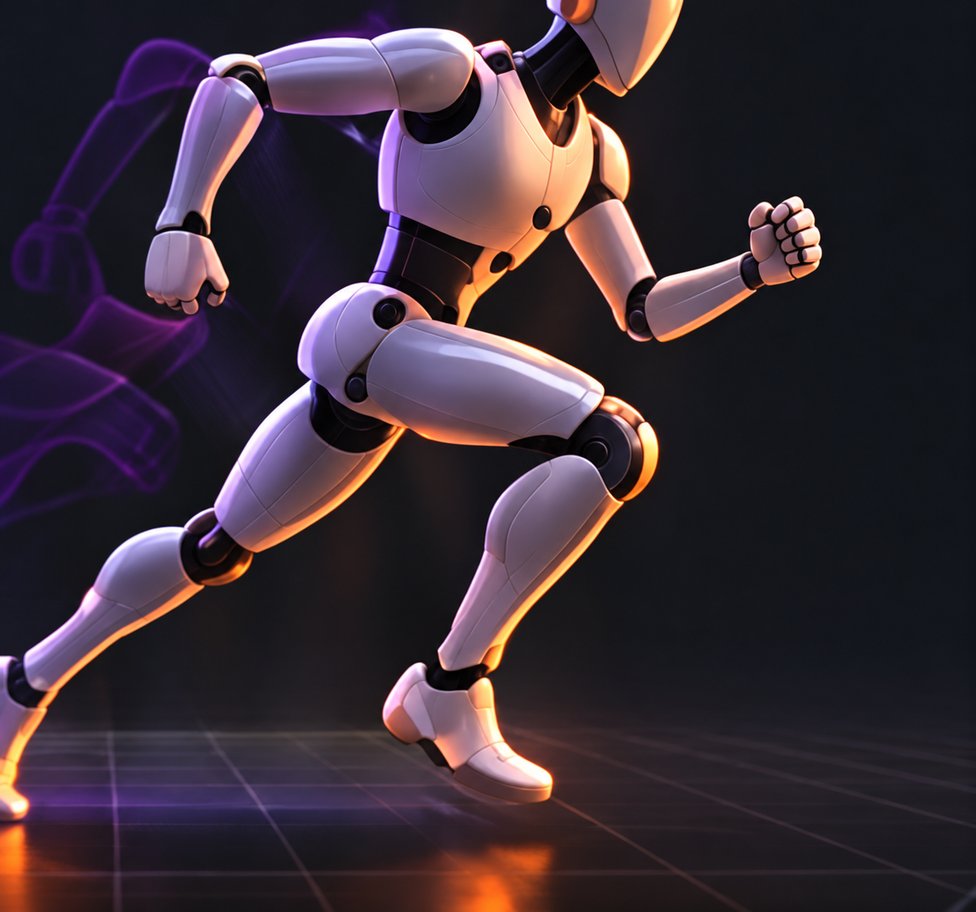 Animated character mid-stride